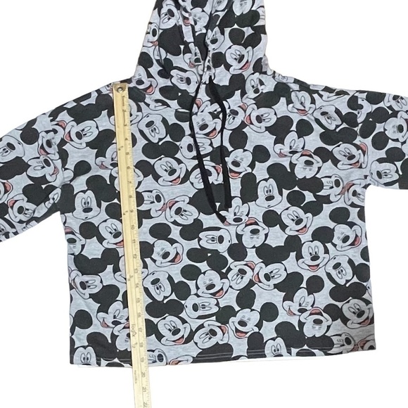 Disney Mickey Mouse Cropped Hoodie Sweatshirt Women's Size Medium Grey - Picture 16 of 16